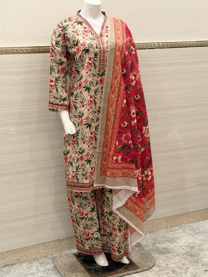 Rose Blush & Stone Botanical 3-Piece Suit