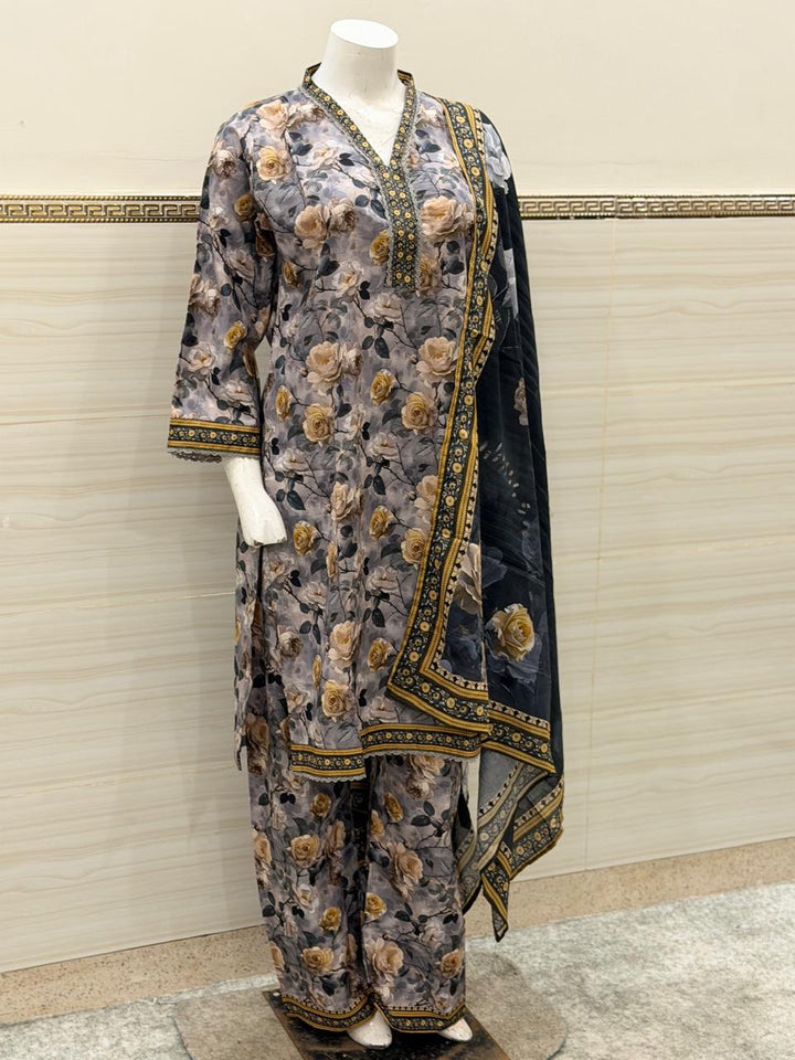 Silver Rose & Smoky Grey 3-Piece Suit