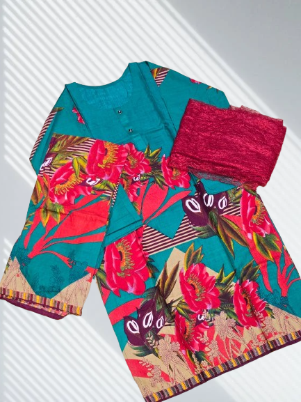 Teal Radiance & Magenta Bloom 3-Piece Festive Suite