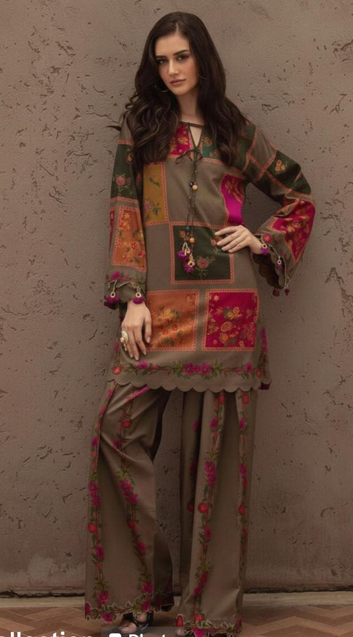 Meadow Patchwork Co-ord Set – Scalloped Tunic & Wide-Leg Trouser Ensemble