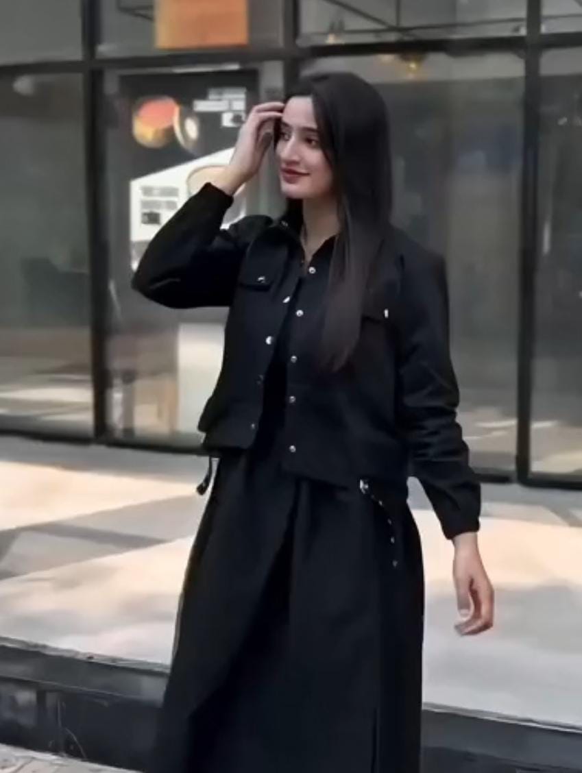 Midnight Pearl Two-Piece Set – Cropped Jacket & Smocked Midi Dress