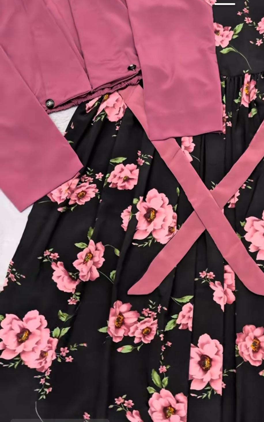 Desert Rose Two-Piece Set – Cropped Open-Front Blazer & Floral Midi Dress