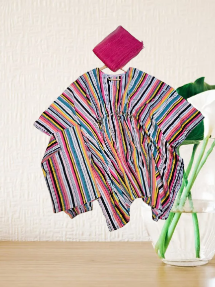 Vibrant Horizon Multi-Stripe Kaftan 2-Piece Set