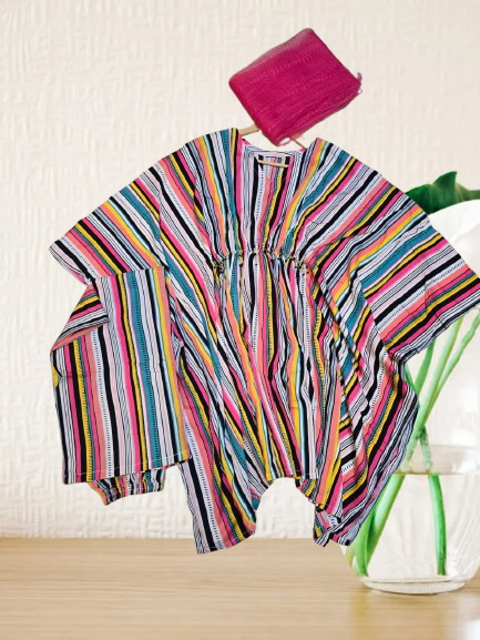 Vibrant Horizon Multi-Stripe Kaftan 2-Piece Set