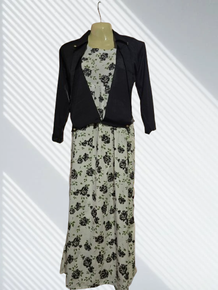 Elegant Floral Maxi Dress with Tailored Bolero Jacket