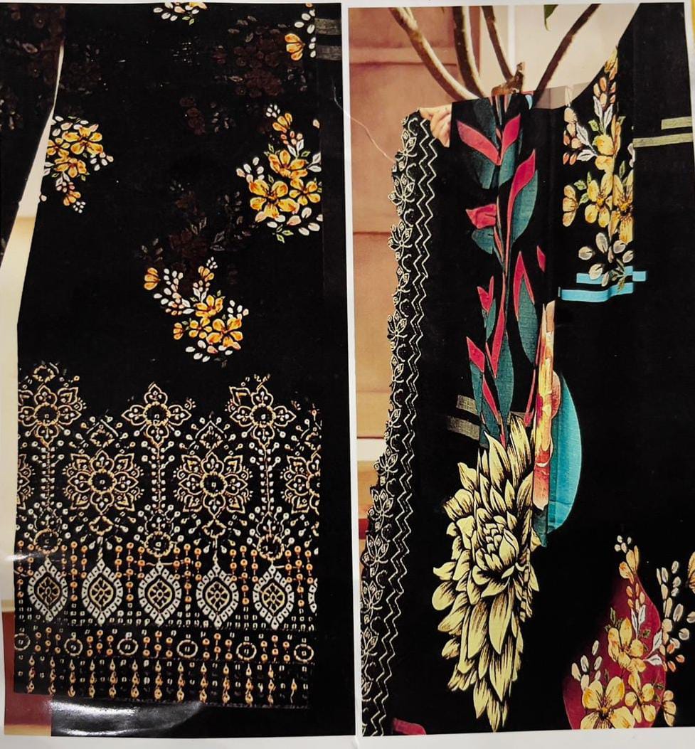 Midnight Garden – Black Printed Lawn 2-Piece Suit