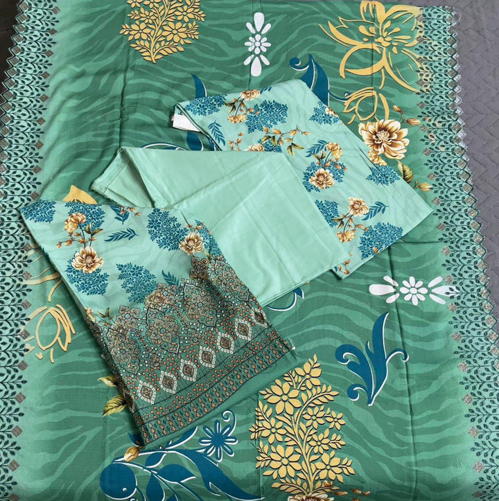 Sage Green Bloom – 3-Piece Printed Lawn Suit
