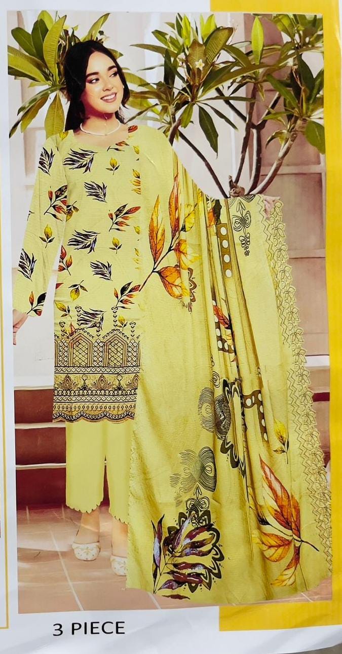 Citrus Glow – 3-Piece Printed Lawn Suit