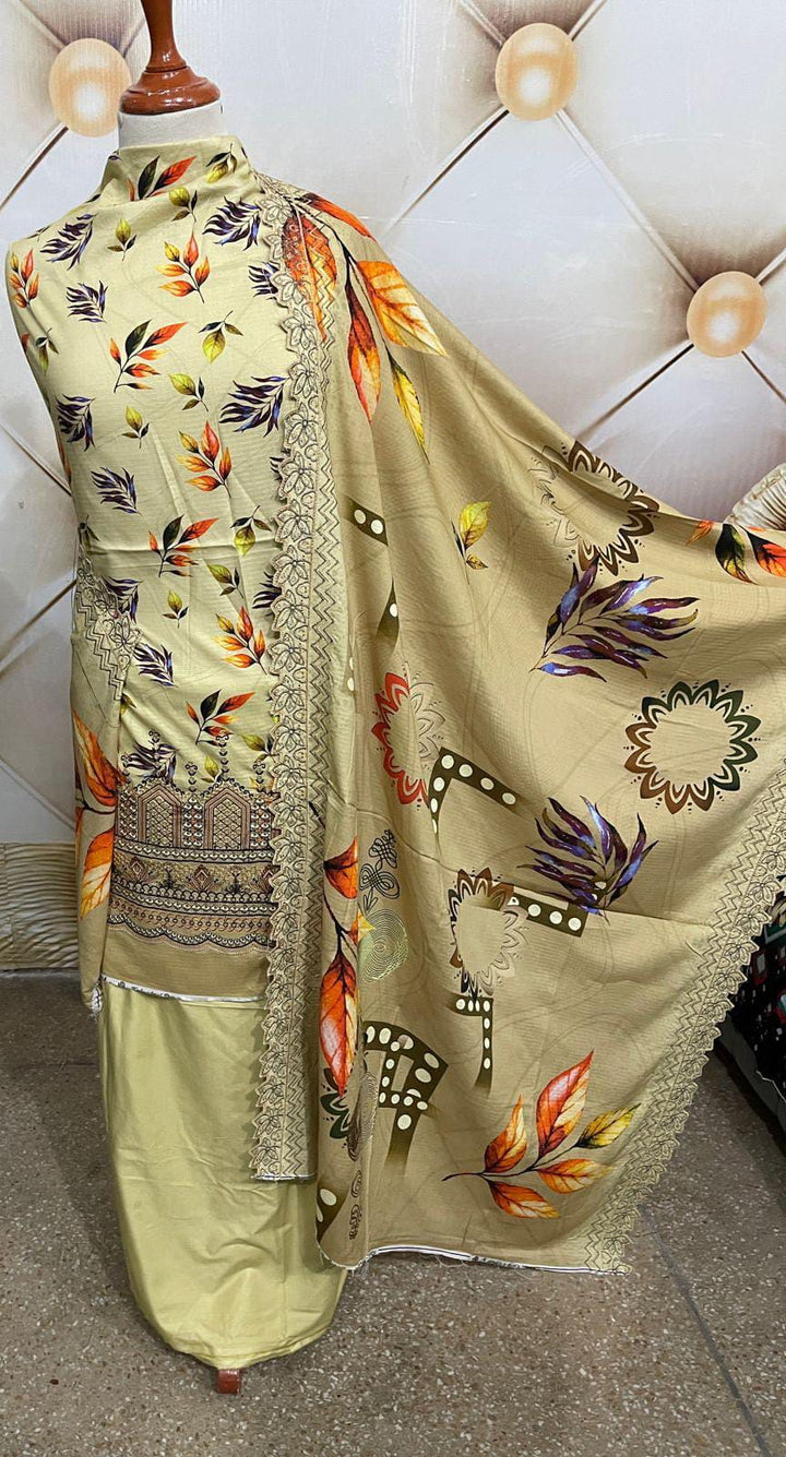 Lime Zest Botanical – 3-Piece Printed Lawn Suit