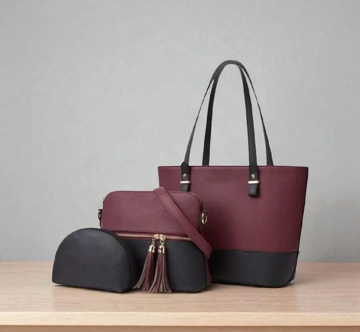 Midnight Garnet – 3-Piece Luxury Handbag Set