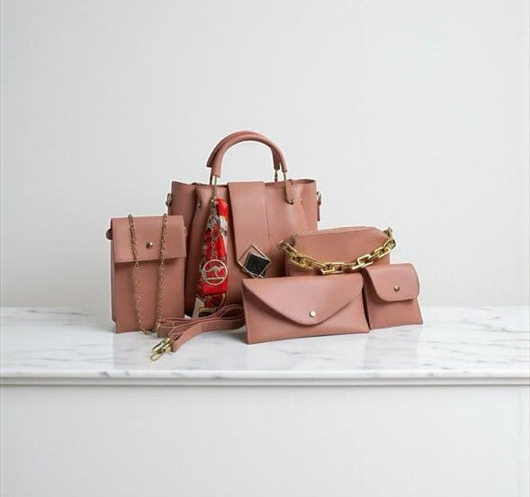 Cream Elegance – 5-Piece Essential Handbag Collection