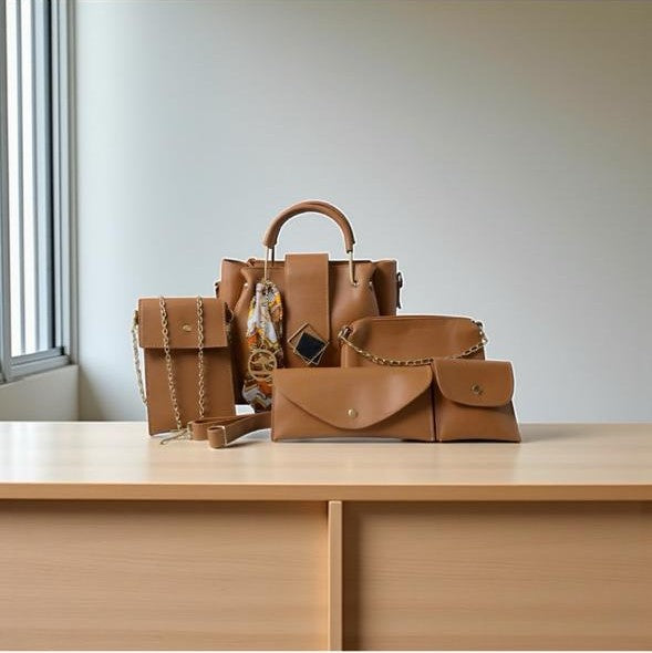 Cream Elegance – 5-Piece Essential Handbag Collection