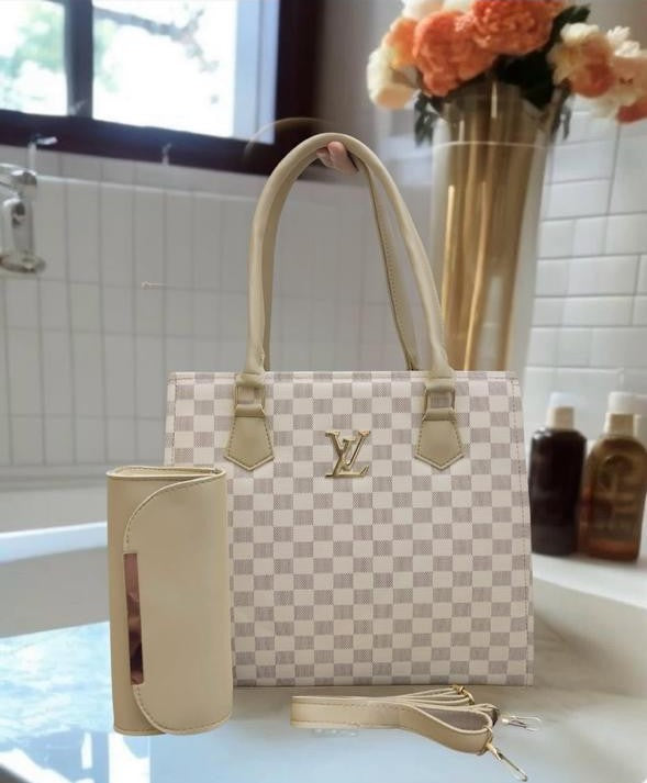 Elite Checkered – 2-Piece Luxury Tote & Wallet Set