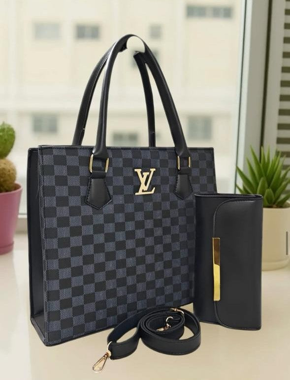 Elite Checkered – 2-Piece Luxury Tote & Wallet Set