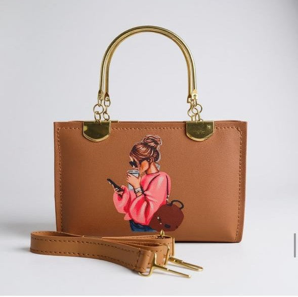 Urban Chic – Illustrated Top-Handle Handbag
