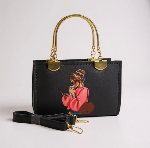 Urban Chic – Illustrated Top-Handle Handbag