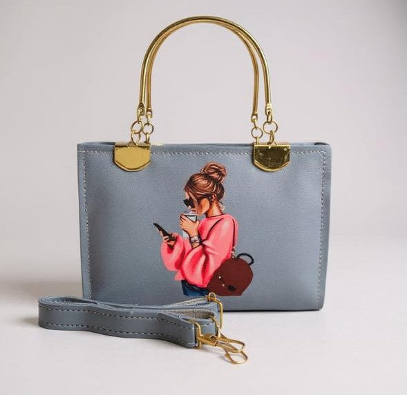 Urban Chic – Illustrated Top-Handle Handbag