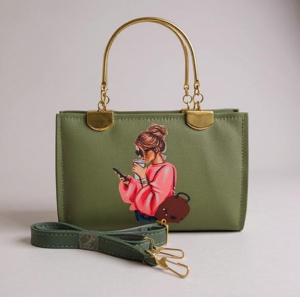 Urban Chic – Illustrated Top-Handle Handbag