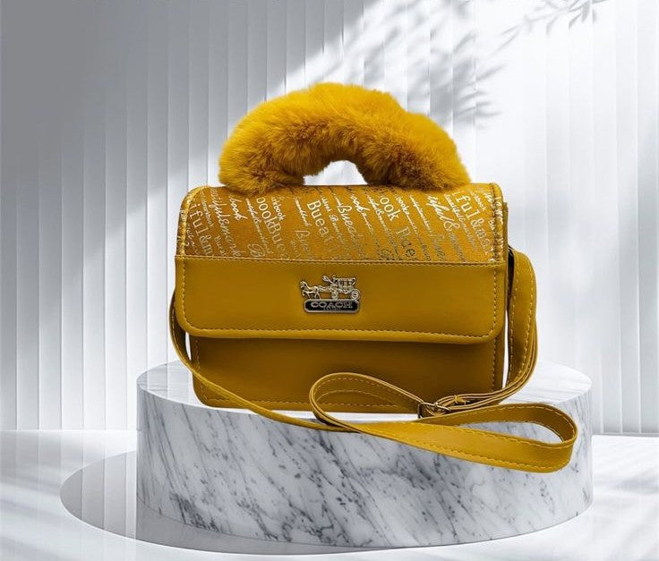 Ruby Muse – Crimson Script Plush Handle Bag