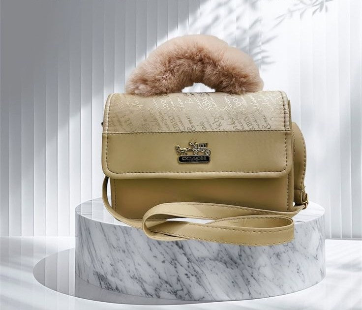 Ruby Muse – Crimson Script Plush Handle Bag