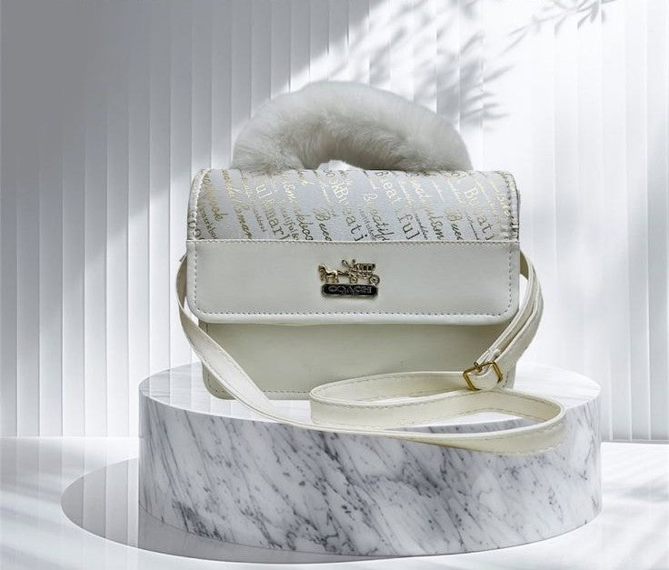 Ruby Muse – Crimson Script Plush Handle Bag