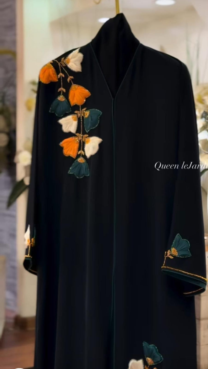 Midnight Bloom Embroidered Abaya