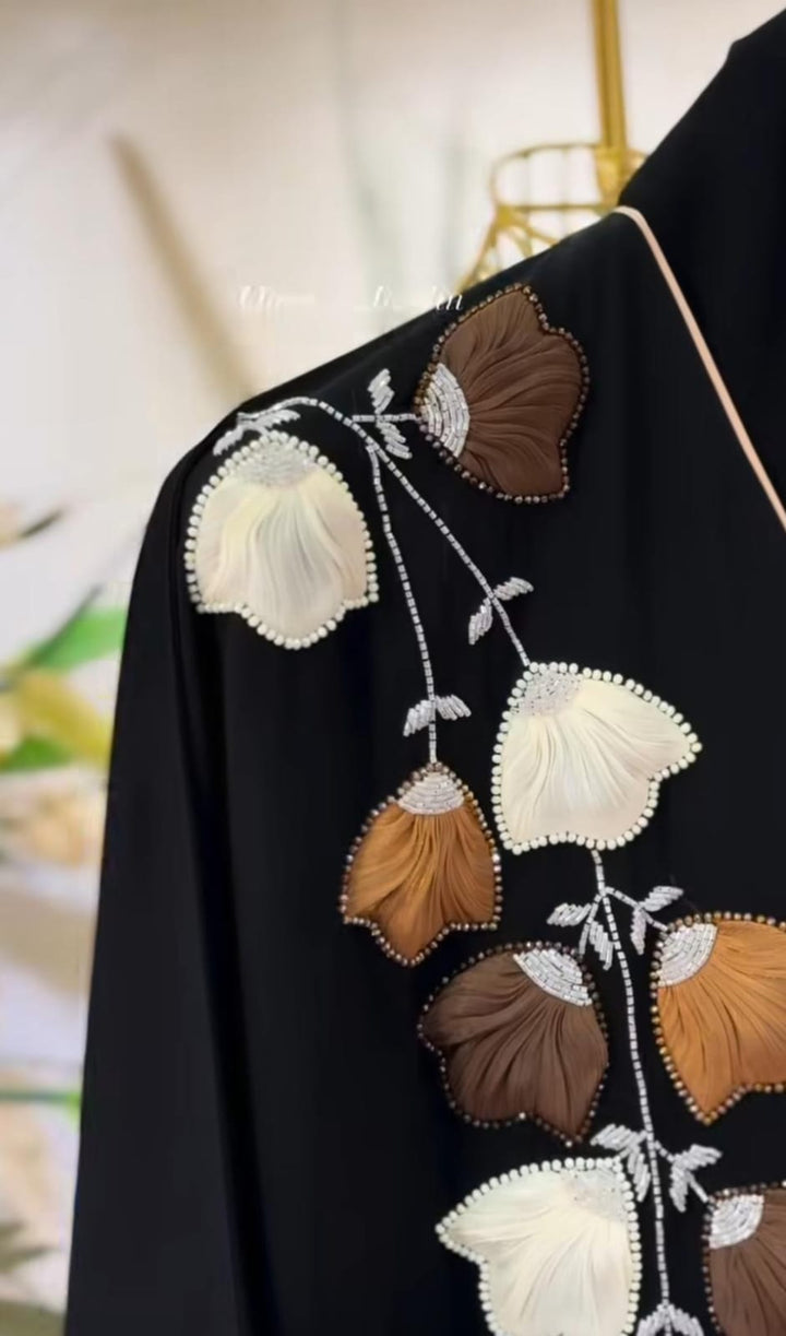Midnight Bloom  Abaya