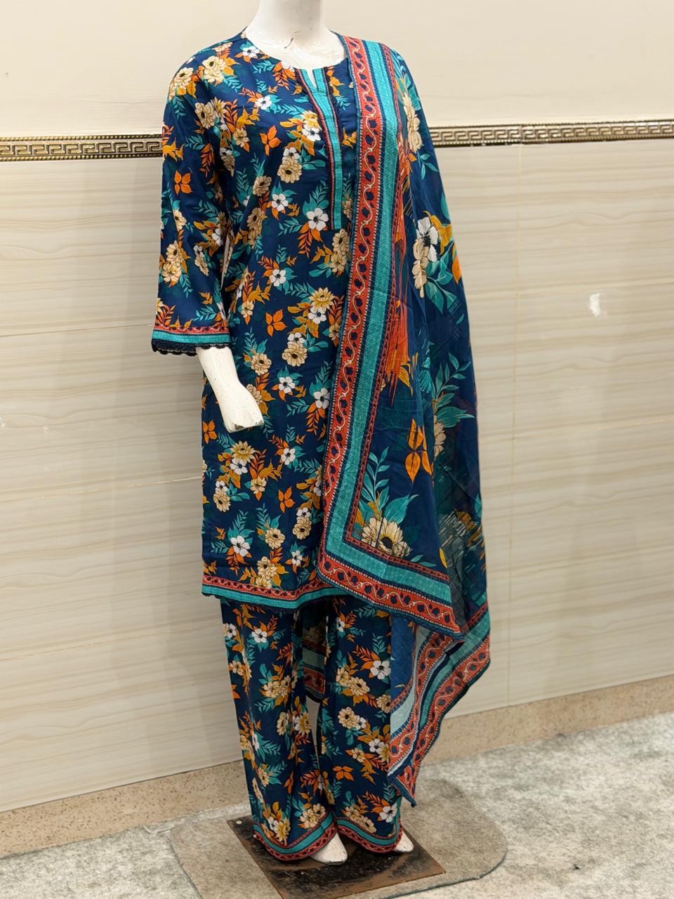 Royal Purple & Marigold Stitched 3-Piece Suit