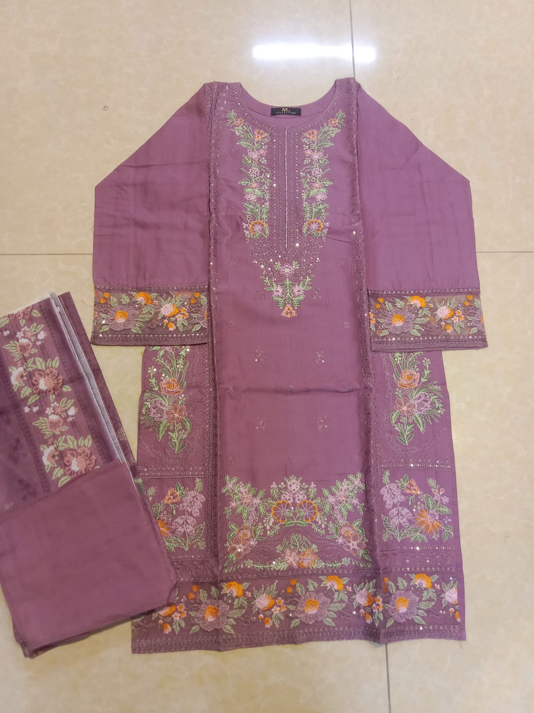 Mauve Amethyst & Spring Embroidery 3-Piece Stitched Suit
