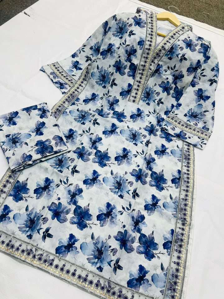 Crimson Fern & Mirror-Work 2-Piece Stitched Suit