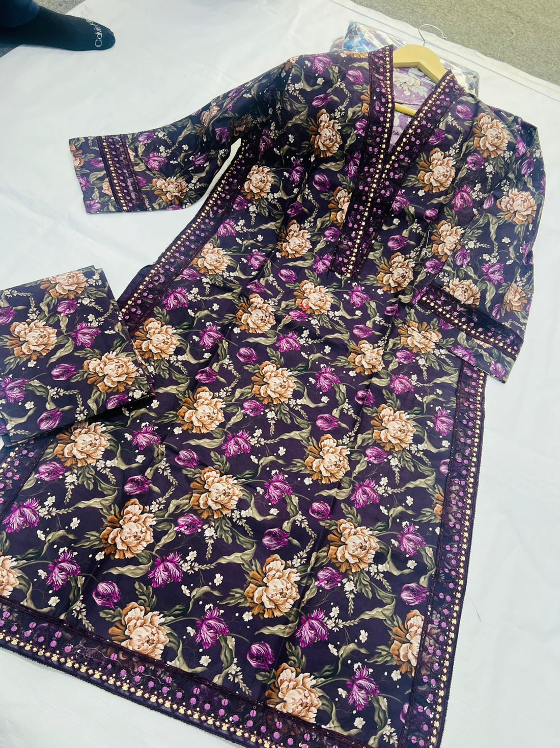 Royal Plum & Vintage Peony 2-Piece Stitched Suit