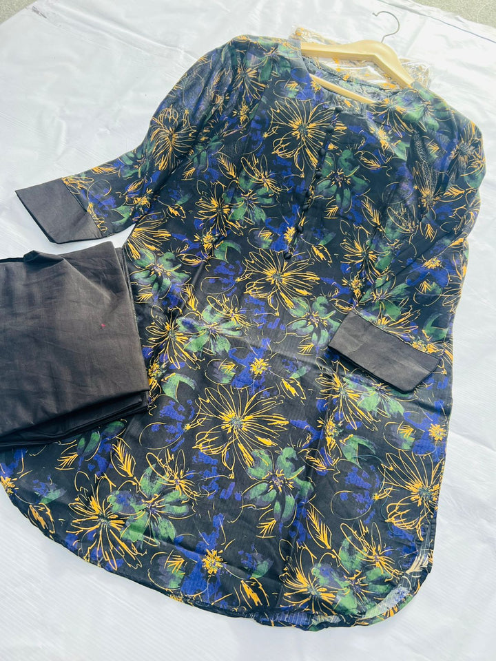 Midnight Botanical & Sapphire Night 2-Piece Stitched Suit