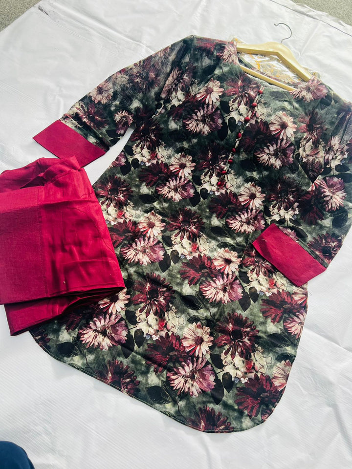 Emerald Charcoal & Rosewood 2-Piece Stitched Suit