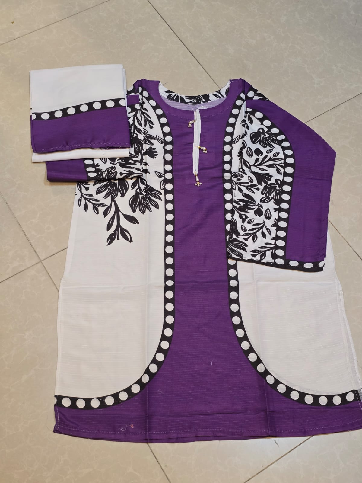 Elegant Purple & White Floral Fusion 3-Piece Suit