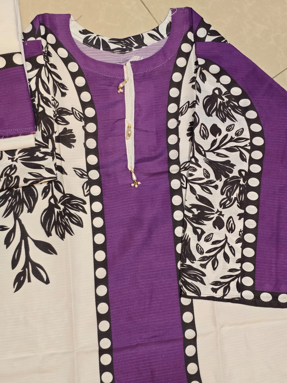 Elegant Purple & White Floral Fusion 3-Piece Suit