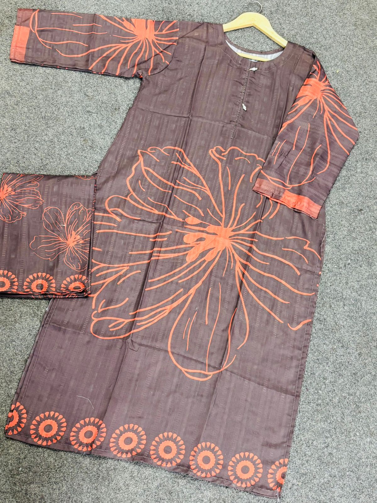 Charcoal Grey & Copper Oversized Floral Co-ord Set