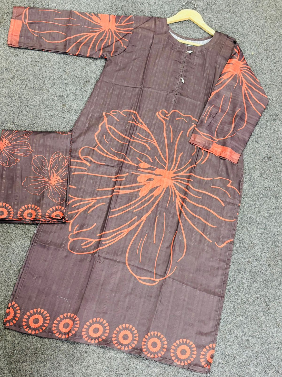 Charcoal Grey & Copper Oversized Floral Co-ord Set