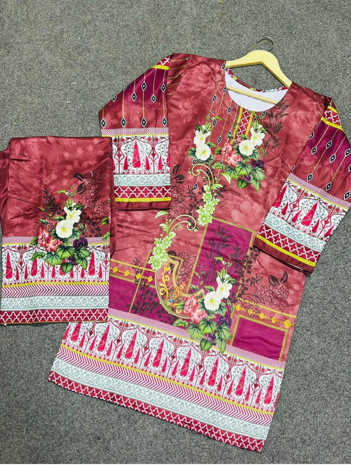 Rosewood Maroon Floral Print Kurta